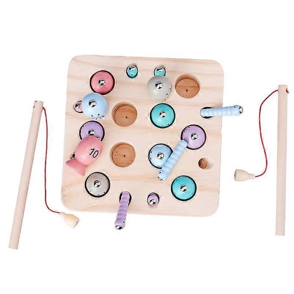 Infant and Toddler Baby Wooden Magnetic Kids Fishing Game Educational Hands-on Toy Early Education Parent-child Interaction, Fun Tabletop Game