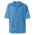 thumbnail image 3 of Huresd Mens Short Sleeve Guayabera Shirts Linen Cotton Button Down Shirt Light Blue 4XL, 3 of 4