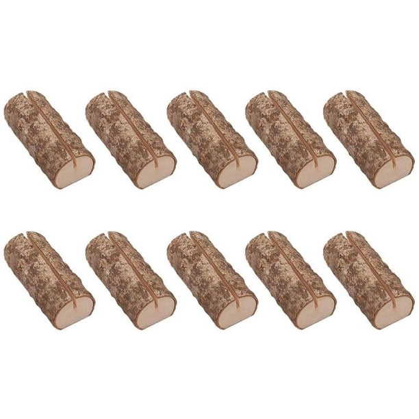 Porta notas de madera real rústica, madera natural con corteza para decoración de bodas, portatarjetas de lugar para decoración del hogar con material de madera único