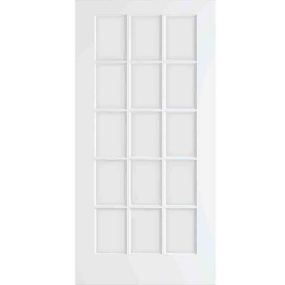French Door 15-Lite Primed White Clear Glass Interior Slab