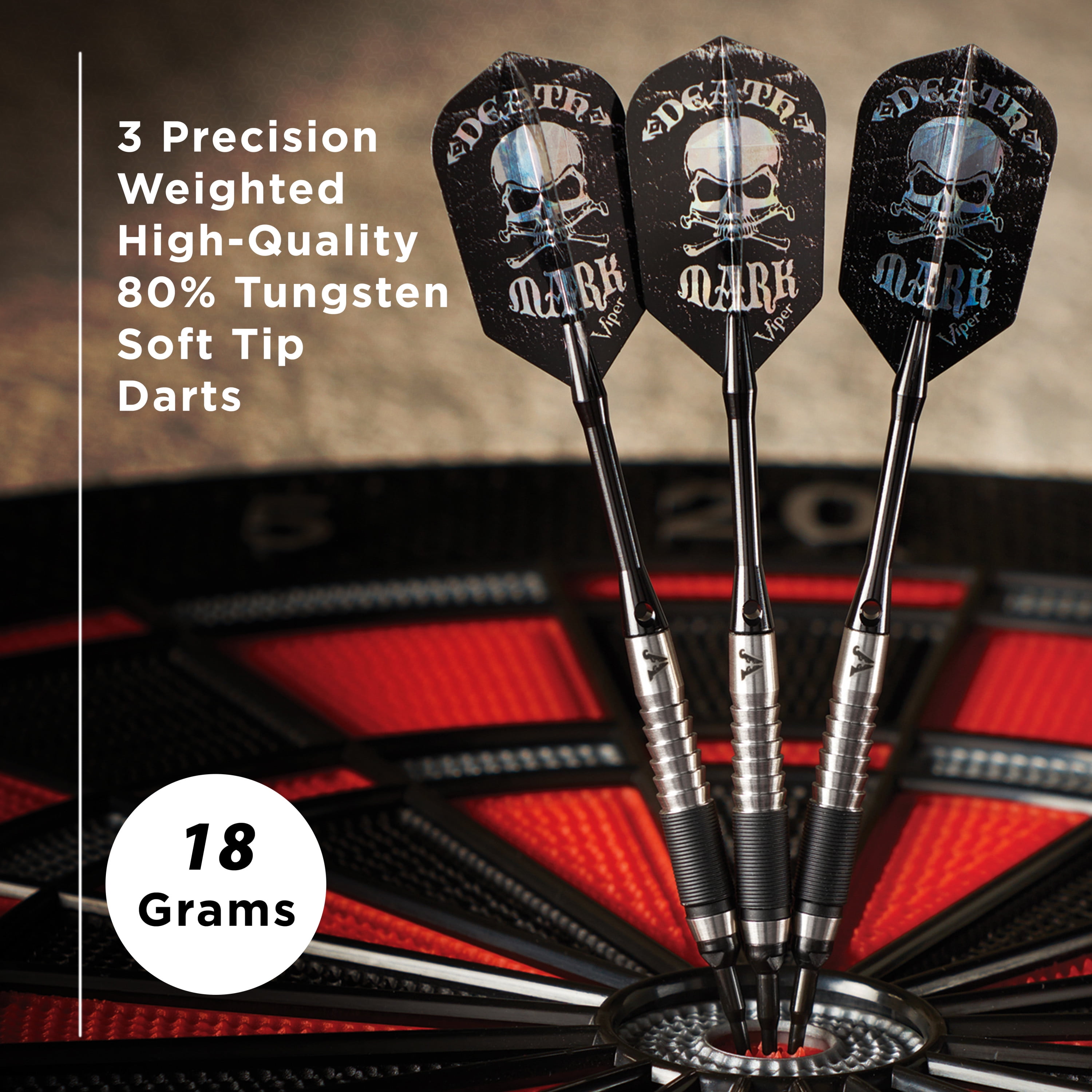 Viper Desperado 80% Tungsten Soft Tip Dart Set, Single Knurled 18 Grams