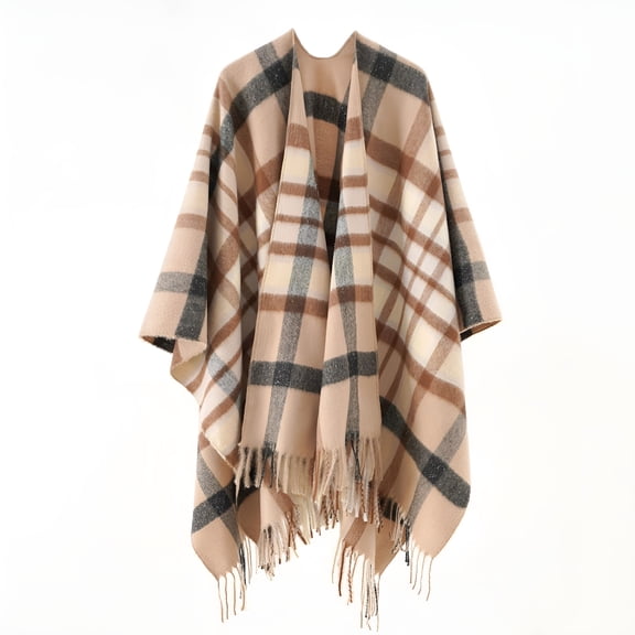 TELOLY Women's Plaid Blanket Scarf Shawl Wrap Warm Cozy Winter Poncho Cape with Tassels Stylish Oversized Checkered Design Womens Wraps and Shawls