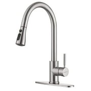 Sky Genius Pull Down Kitchen Faucet with Sprayer Single Handle Sink Faucet Brushed Nickel for Kitchen
