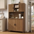 thumbnail image 5 of Aufeile 39" Wide Pantry Storage Cabinet with Adjustable Shelves Charging Station and Sliding Doors for Kitchen, Dining Room, Living Room, Walnut, 5 of 8
