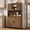Pantry-walnut, variant on Laintene 71" Pantry Storage Cabinet with Charging Station, Tall Kitchen Pantry with Adjustable Shelves and Sliding Tambour Doors, Standing Bar Cabinet with Wine Rack for Dining Living Room, Walnut