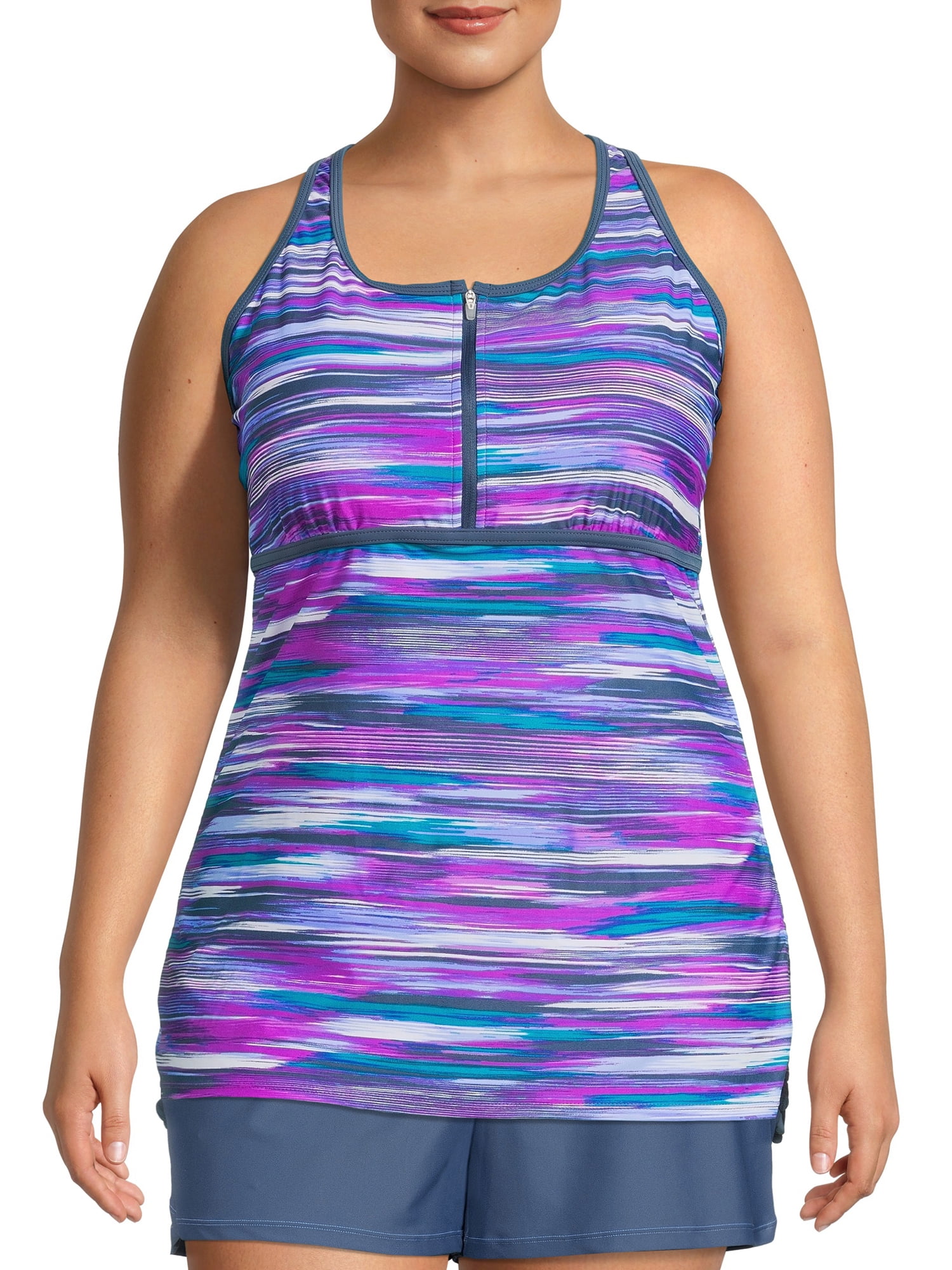 Free Tech Women's Plus Size Athletic Racerback Tankini Swimsuit Top