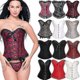 thumbnail image 2 of Latex Sexy Black Corset Top Gothic Steampunk Bustier 6xl Plus Size Women Mujer Corselet Overbust Waist Cincher Boned Corset 803, 2 of 5