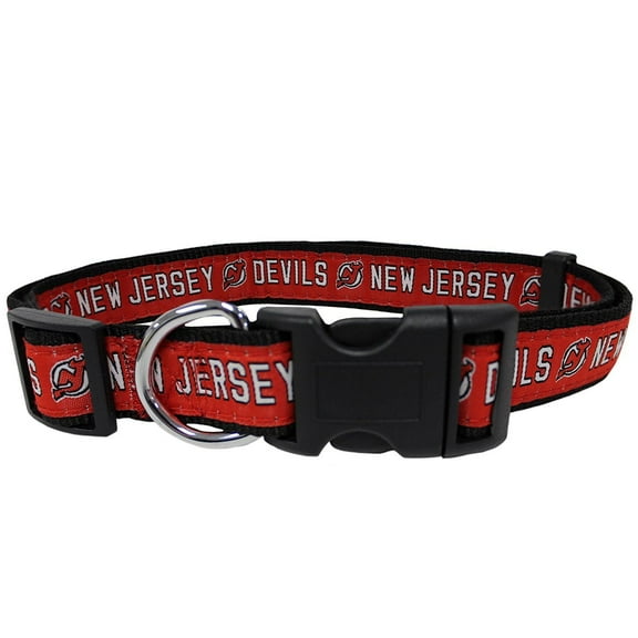 Pets First NHL New Jersey Devils Cat and Dog Collar - Heavy-Duty, Durable & Adjustable Collar, Medium