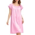 thumbnail image 2 of Aofany Women's Charming Satin Nightgowns Silk Sleepshirt Solid Sleep Dress Half Sleeve Sleepwear, 2 of 7