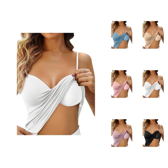 Built in Bra Tank Tops for Women 2026 Adjustable Spaghetti Strap Cami Tank Undershirts Shelf Bra Camisole Tops