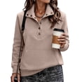 thumbnail image 2 of Weikingp Sweatshirts for Women Plain Oversized Sweatshirt Women'S Snap Button Pullover Tops Casual Long Sleeve Stand Neck Lightweight Sweatshirt Jumpers for Women Casual Henley Shirt Bronze 2XL, 2 of 6