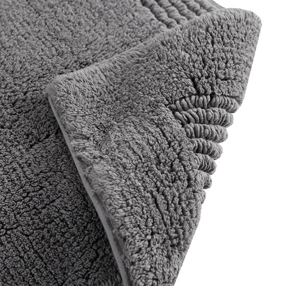 100% Cotton Tufted 3000 GSM Reversible Bath Rug 21x34" Charcoal Super Plush Dense Machine Washable Bathroom Rug