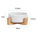 thumbnail image 2 of Plato de cerámica de mármol para gatos y perros con soporte de madera, sin derrames, comida para mascotas, alimentador de agua, gatos, perros pequeños, 2 of 5