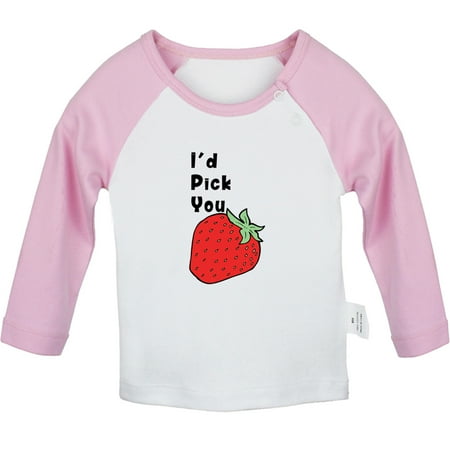 

iDzn I d Pick You Strawberry Funny T shirt For Baby Newborn Babies T-shirts Infant Tops 0-24M Kids Graphic Tees Clothing (Long Pink Raglan T-shirt 18-24 Months)