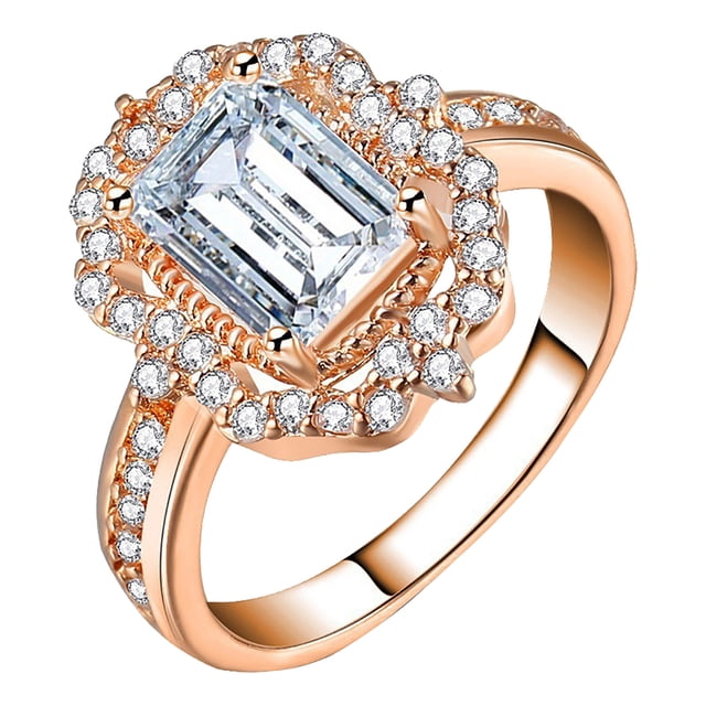 Moda Mujeres Zirconia Bling Anillo de compromiso de boda