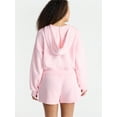 thumbnail image 3 of No Boundaries Faux Rhinestone Cropped Hoodie and Shorts Set, 2-Piece, Women’s, 3 of 5