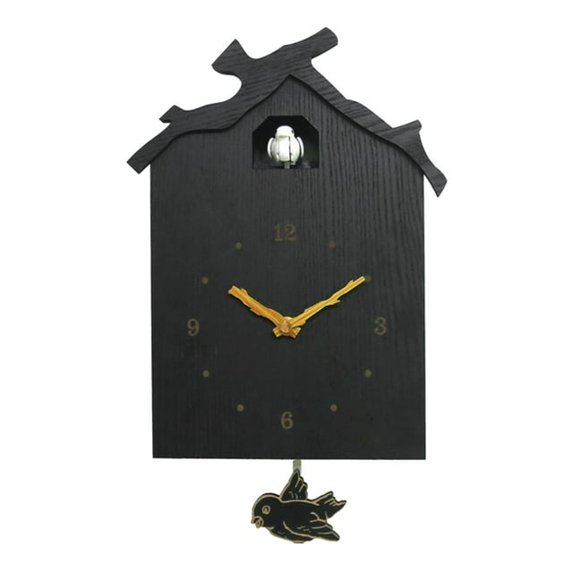 Milaget Natural Wall Clock Wooden Bird Cuckoo House Walls Watch Decoration Decors Model Model 1
