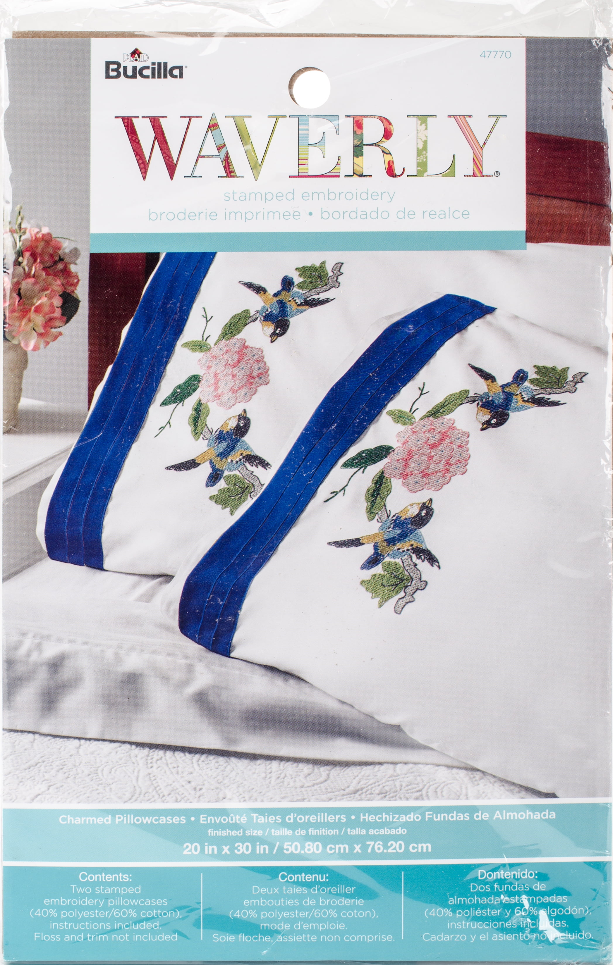 Stamped Embroidery Pillowcase Pair 20"X30"WaverlyCharmed Walmart Canada