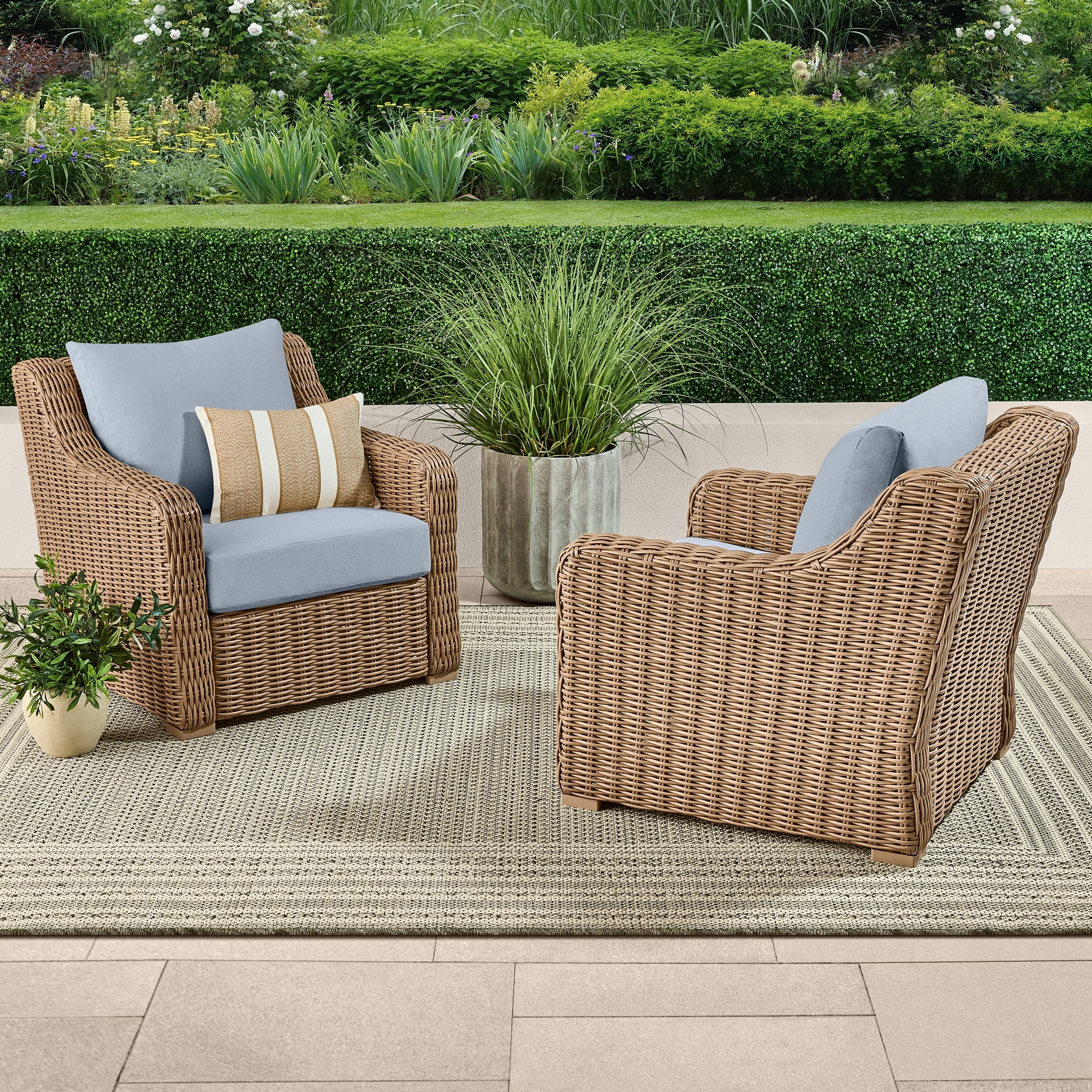 Better Homes & Gardens Bellamy 4 Piece Outdoor Patio Conversation Set, Blue