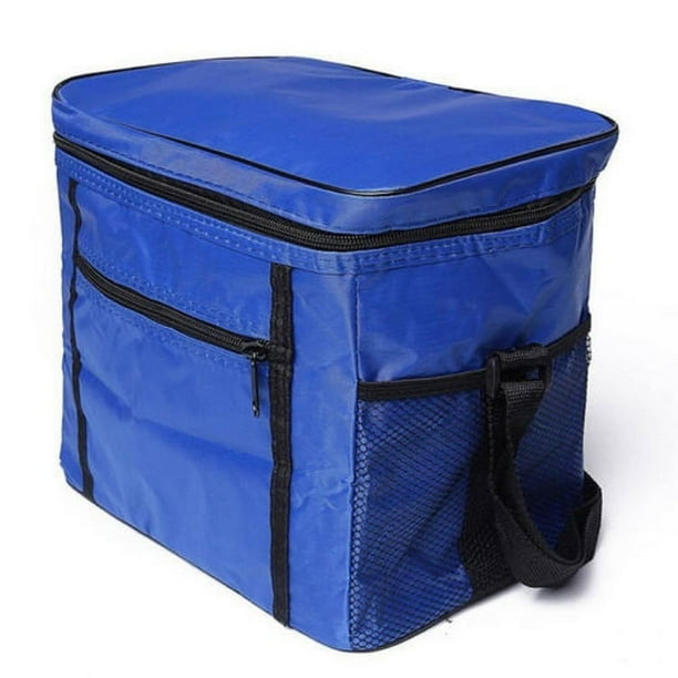Bolsa de hielo aislada para picnic, bolsa de refrigeración portátil multifunción con aislamiento de papel de aluminio, tela Oxford (azul)