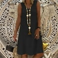 thumbnail image 3 of Summer Dresses For Women 2025, Linen Casual Vintage V Neck Sleeveless Loose Midi Dress Elegant Tank Wedding Guest Beach Dress Maternity Boho Dress Floral 2025 Dresses Outfits (XL, Black) ZMTing, 3 of 4