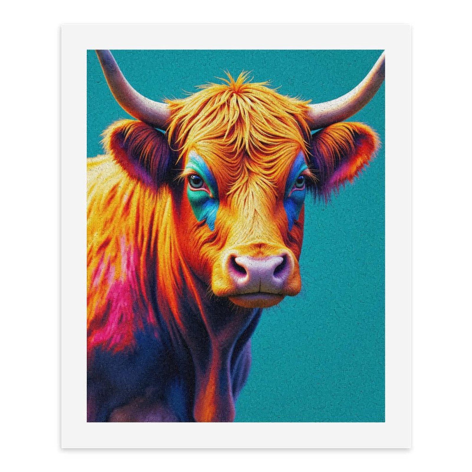 Paint By Numbers Kit for Adults Beginner - Colorful Cow Portrait Art DIY Canvas Painting Kits for Adults, Frameless Paint By Number for Adults for Home Wall Decor 16x20 Inch