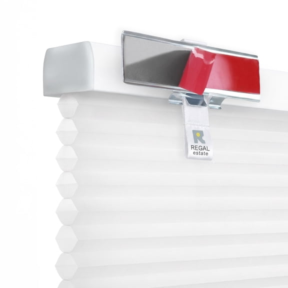 REGAL Estate No Drill Easy Install Cordless 1" Cellular Shades, Light Filtering, QuickInsta PeelMount Shades for Windows, White, 42" W x 48" H