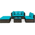 thumbnail image 2 of Patiojoy 5-Piece Outdoor Patio Sectional Rattan Sofa Set with Soft Back and Seat Cushion Turquoise, 2 of 6