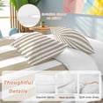 thumbnail image 2 of 3 Piece Beige Striped Duvet Cover Set California King,Microfiber Comforter/Quilt Cover with Corner Ties and 2 Pillowcases,Modern Farmhouse Beige White Stripes All Season Bedding with Zipper Closure, 2 of 8