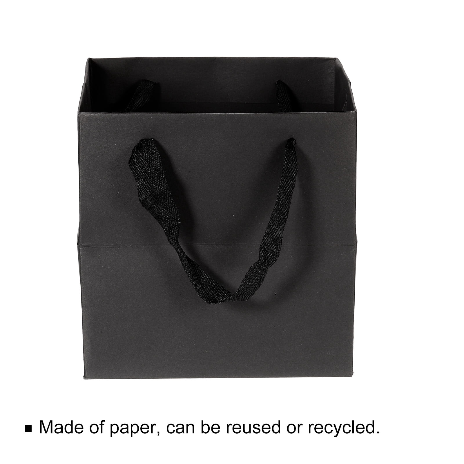 Unique Bargains Paper Gift Bag with Handle, Storage Bag for Party Favor 5 Pack Black S