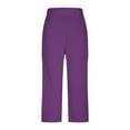 thumbnail image 5 of Riforla Leggings with Pockets for Women Yoga Pants Work Dressy Solid Color Slim Knit Capris Pull on Elastic High Waisted Pants for Women Purple M, 5 of 6