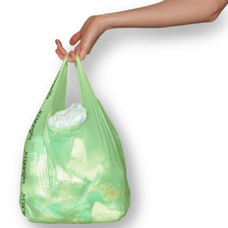 beyondGREEN Plant-Based Guilt-Free Baby Diaper Disposal Sack with Handles - 100 Green Bags - 8 in x 16 in