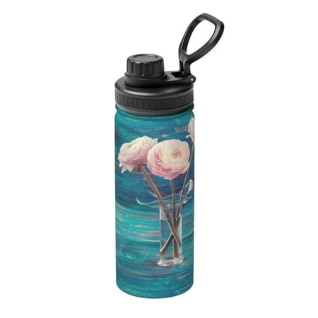 

Ocsxa Flowers in Glass Vase Print 18oz Stainless Steel Water Bottle Unisex Water Bottle Insulated Sports Water Cup Flask for Cold Water Drinks/Sports/Travel/Car/School