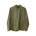 thumbnail image 3 of Fengqque Men's Mandarin Collar Button Down Shirt Jacket Long Sleeve Casual Overshirt with Pockets Army Green M, 3 of 7