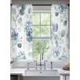 thumbnail image 3 of Sheer Curtains 72 inches Long 2 Panels Set Flowers Pastoral Blue Hydrangeas Leaf Sheer Window Curtain Rod Pocket Voile Drapes for Living Room/Bedroom, Each 52" W x 72" L, 3 of 7