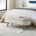 thumbnail image 2 of Oval Storage Ottoman Bench with Rubber Wood Legs,Beige, 2 of 10