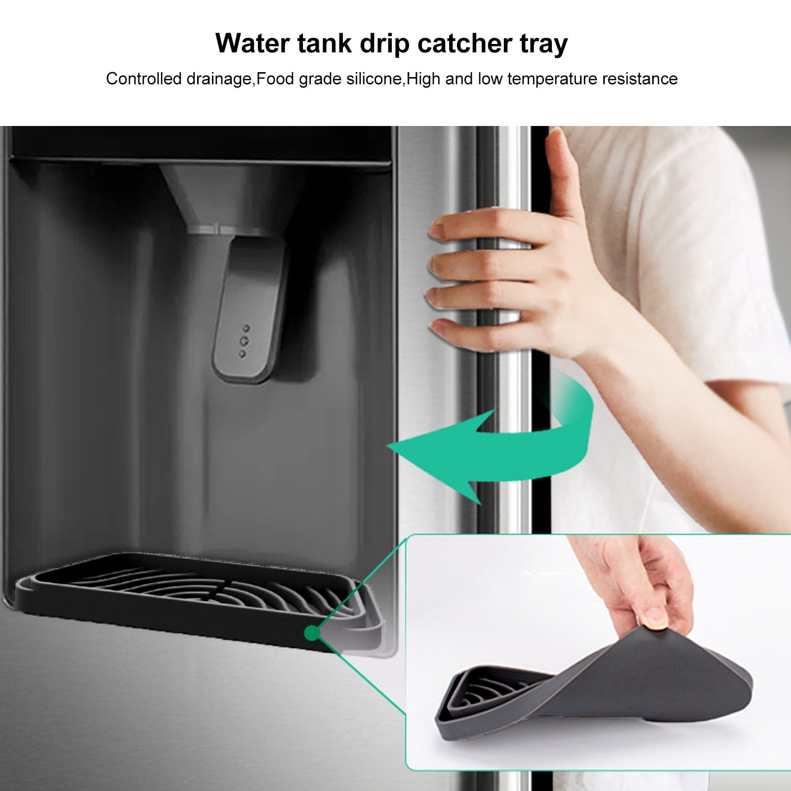 Refrigerator Drip Catcher Tray, Reusable Silicone Refrigerator Water Drip Tray Catcher Anti Slip  For Household Use