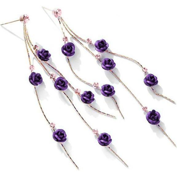 Earrings for Women, Women Earrings Rose Shape Tassel Sweet Dangle Earrings for Gift