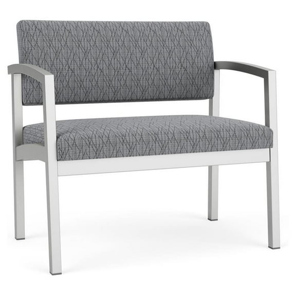 Lesro Lenox Steel Fabric Bariatric Waiting Room Guest Chair in Silver/Adler Gray Flannel