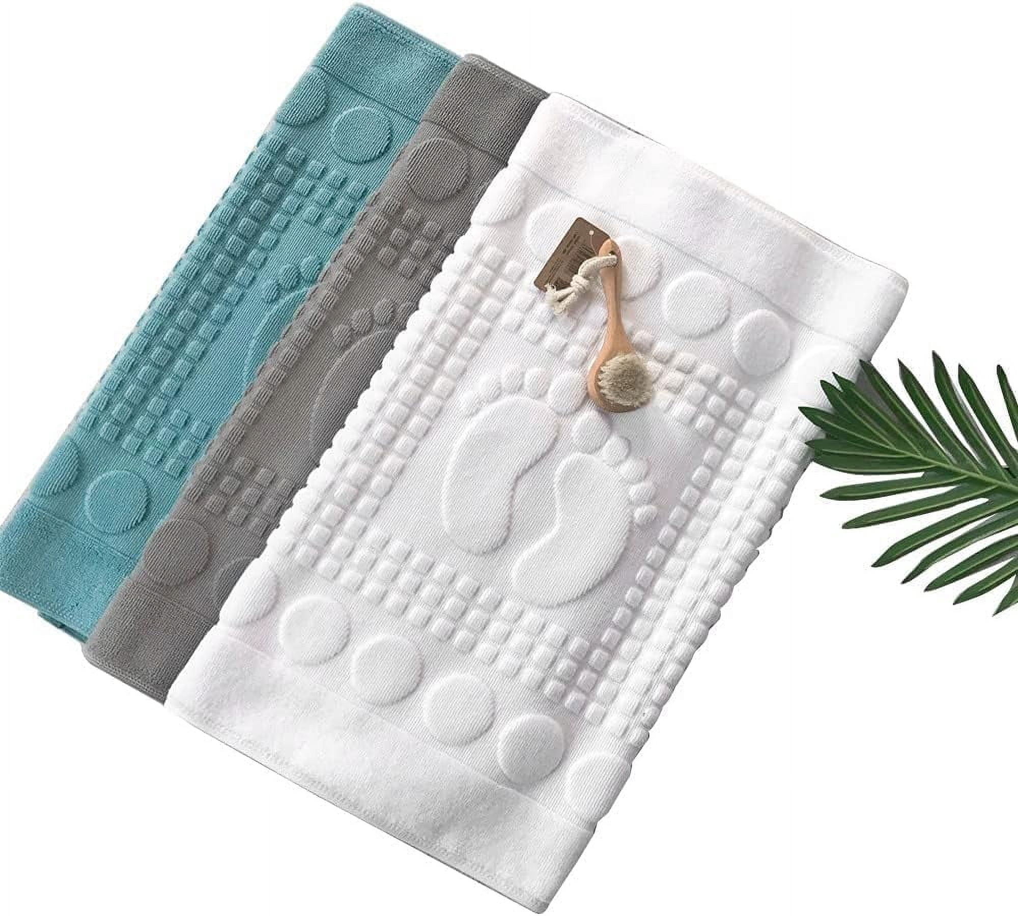 Bath Mats [Not a Bathroom Rug] Cotton Banded Machine Washable Shower Bathroom Floor Towel Terry Towelling Tub Shower Bathroom Mat (Feet Grey)