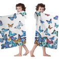 thumbnail image 4 of White Butterfly Colorful Pattern Hooded Bath Towel，60"x35" for Ages 3 To 12 Kids, Quick Dry Lightweight Soft Microfiber Hood Beach Towel Cover Up for Kids, 4 of 7
