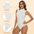 thumbnail image 4 of COMFREE Bodysuits for Women High Neck with Sleeveless Solid Soft Stretchy Tank Tops Sexy Jumpsuits, 4 of 8