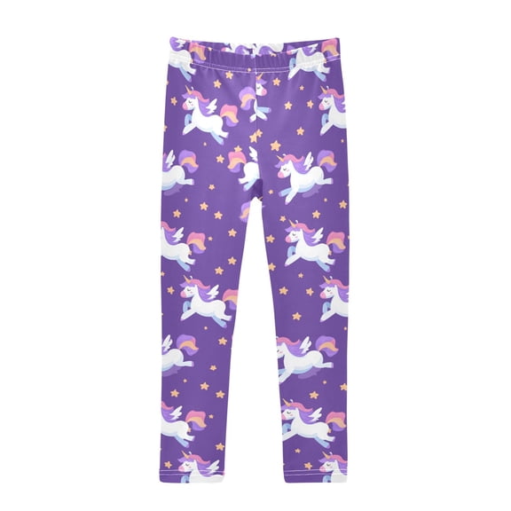 Unicorn Pentagram Purple Printed Leggings Yoga Pants for in 4t to 10t