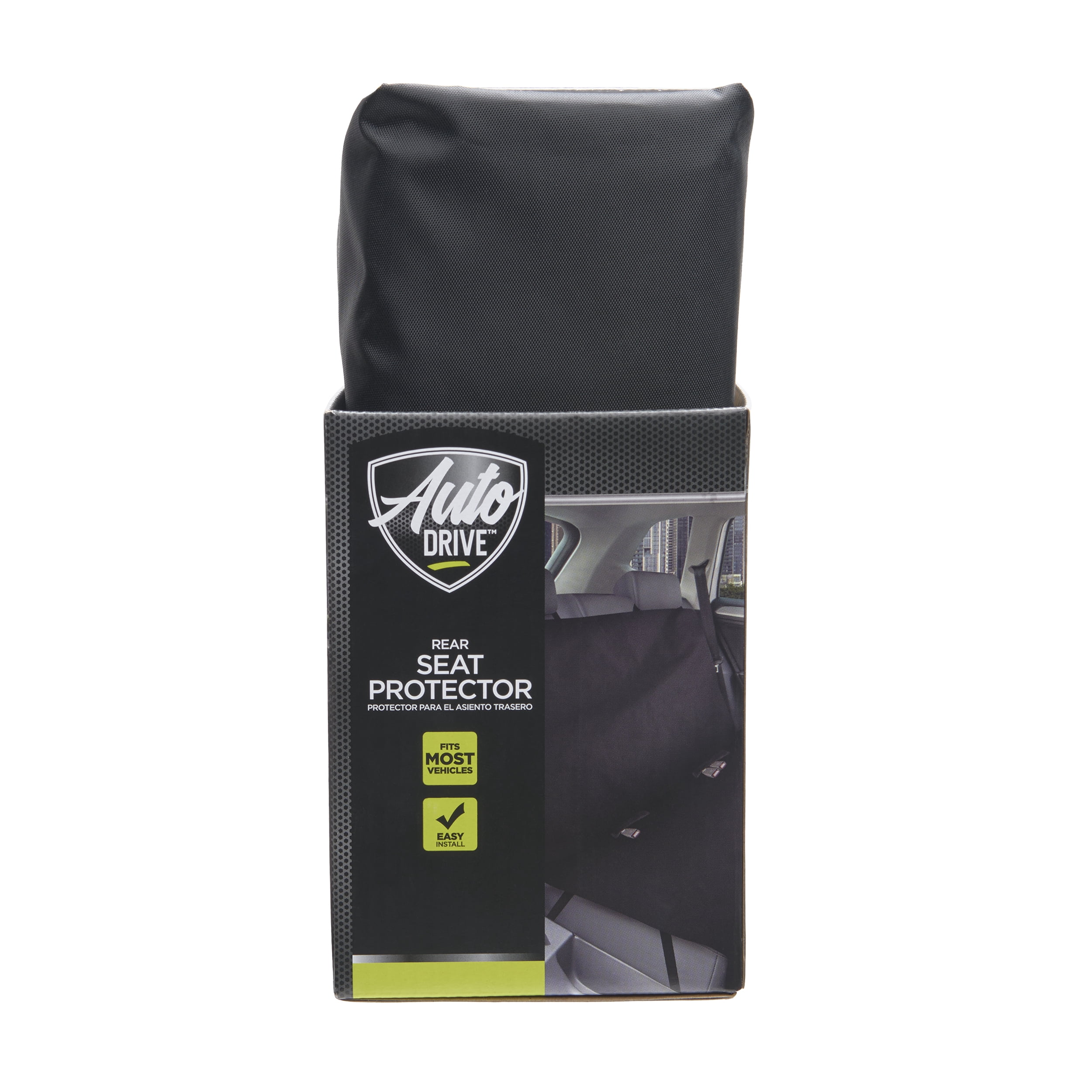 (2 pack) Auto Drive Rear Bench Seat Protector, Water Resistant, Black