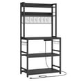 thumbnail image 2 of VASAGLE Bakers Rack with Power Outlet, Microwave Stand, Kitchen Tall Utility Storage Shelf, with Metal Wire Panel, 14 Hooks, 40 x 80 x 170 cm, Charcoal Gray and Ink Black, 2 of 6