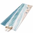 thumbnail image 2 of Summer Beach Washable Runner Rugs 2'x6', Abstract Gradient Green Ocean Waves Starfish Seashell Low Pile Throw Entryway Rug Non-Slip Sturdy Edge Binding Carpet for Indoor Bedside Entrance Bedside, 2 of 9
