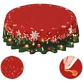 thumbnail image 4 of Merry Christmas Christmas Wreath Round Tablecloth 60 Inch, Christmas Decorations Round Table Cloth for Xmas Holiday Picnic Party Indoor Outdoor, 4 of 5