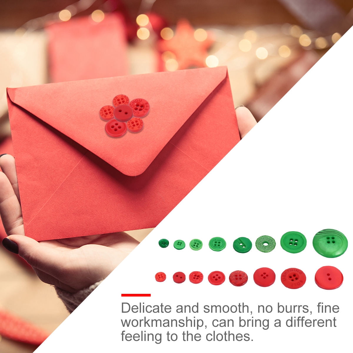 WRITWAA 1320-Piece Resin Button Set in Christmas Red and Green for Crafts, Knitting, Crochet, Projects and Holiday Decorations