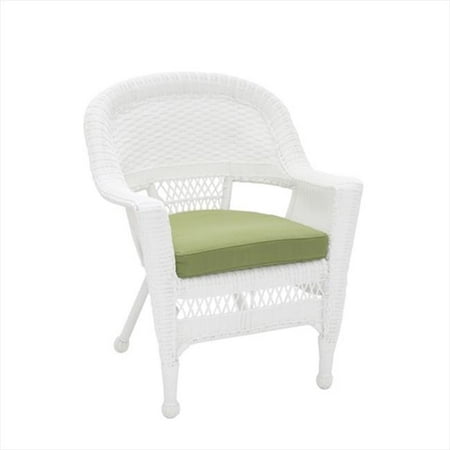 Jeco W00206 C Fs029 White Wicker Chair With Green Cushion