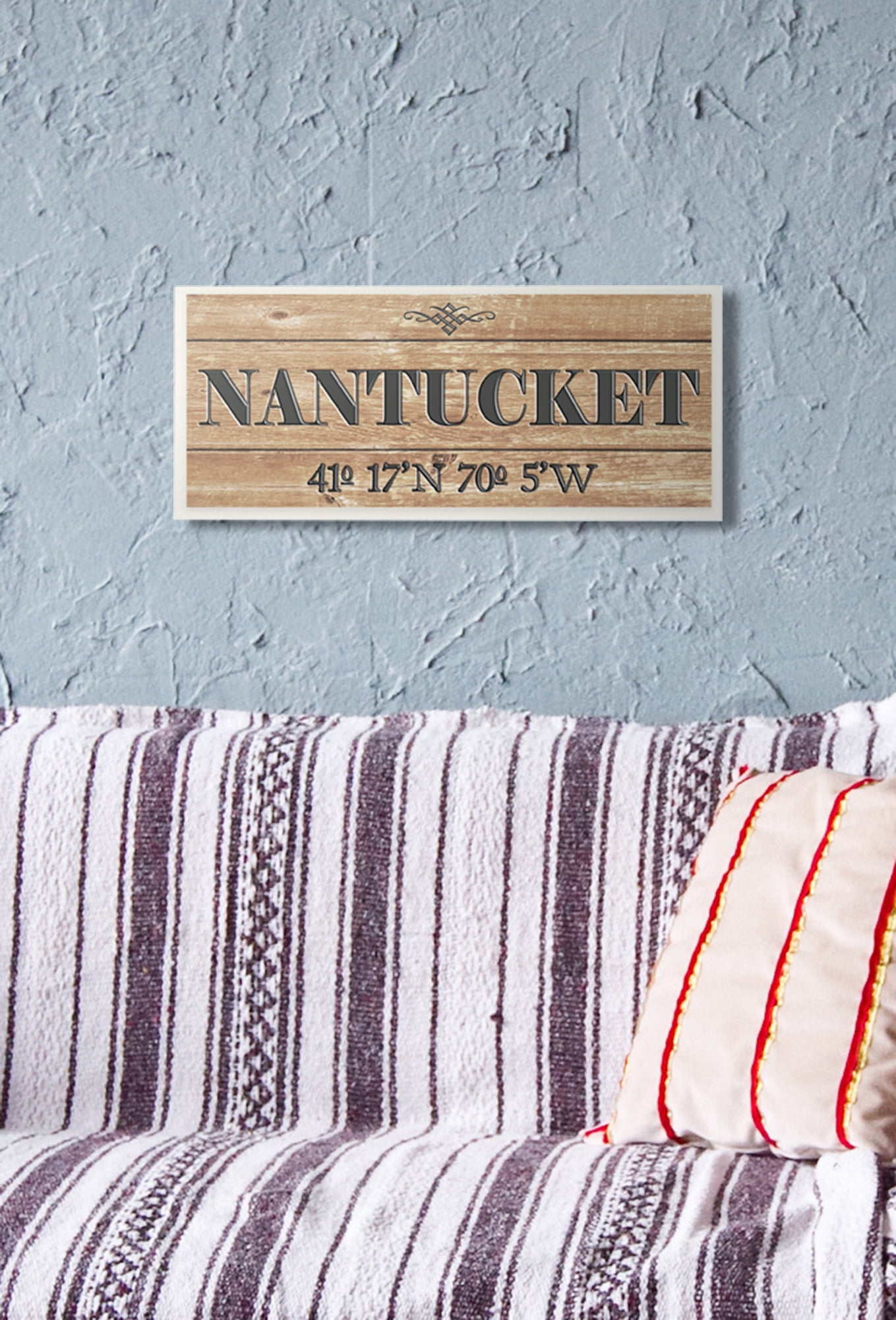 Stupell Industries Plank City Coordinates Nantucket Town & City Painting Unframed Art Print Wall Art, 7 x 17